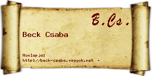 Beck Csaba névjegykártya